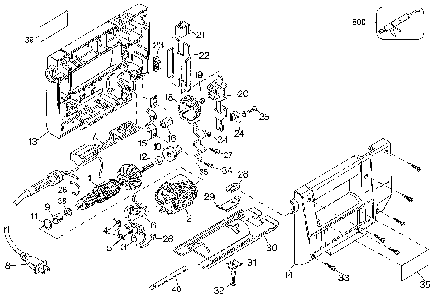 Exploded Diagram A Diagram and Parts List for 23016-BDK Type 1 Black and Decker Jig Saw